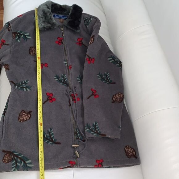 Karen Scott Fleece Colar Faur Fur Full Zip Drawstring Gray Women’s Jacket Size M - Picture 6 of 9